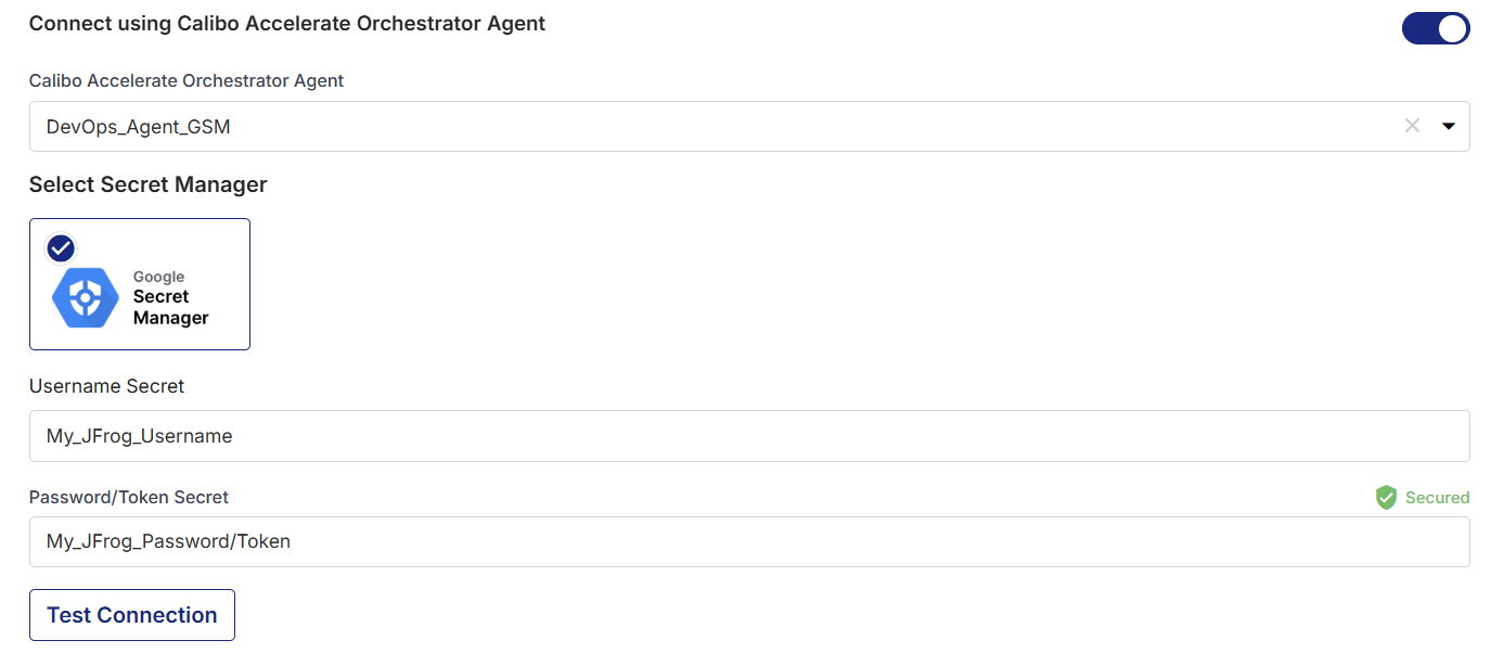 Mention Artifactory secrets to be retrived by Orchestrator Agent