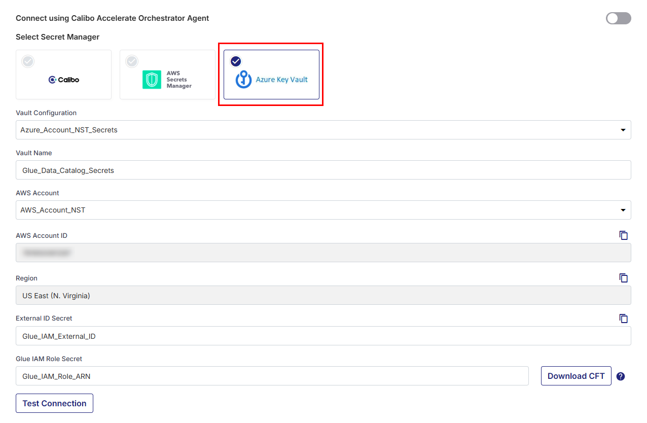 Azure Key Vault secret reference for AWS Glue Data Catalog
