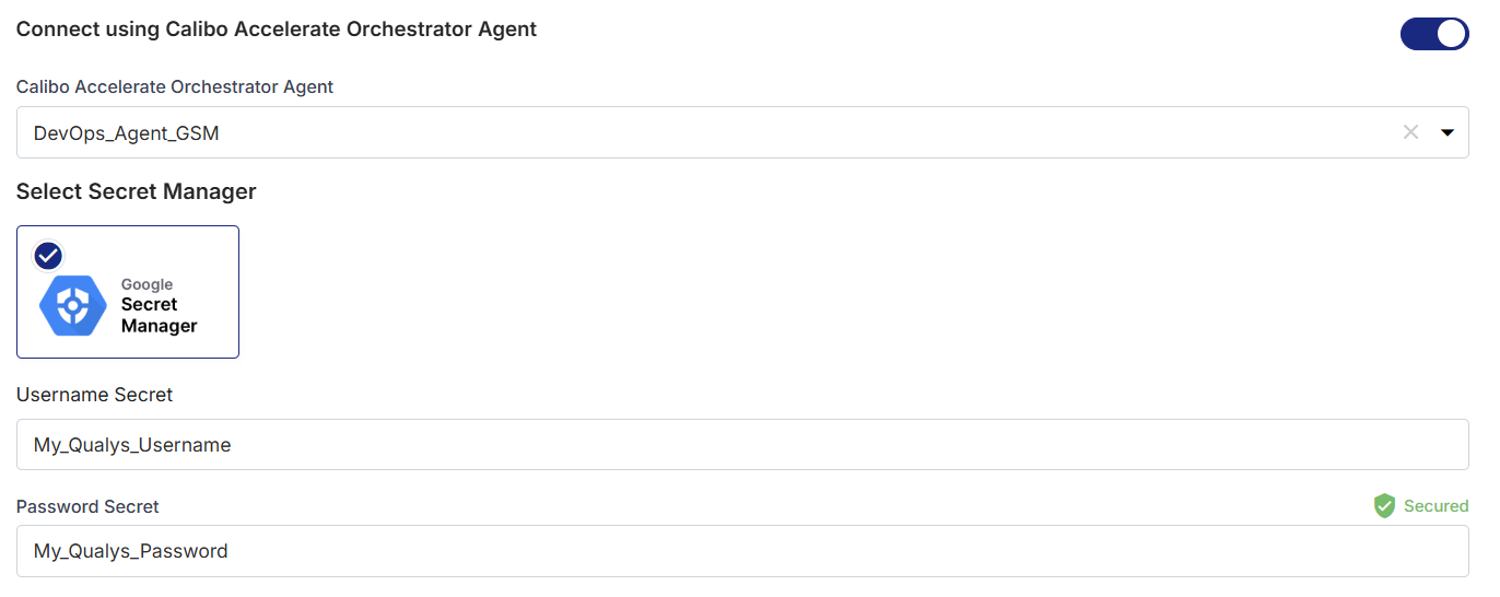 Enter Username Key, and Password Key for SonarQube credentials stored in Google secret manager
