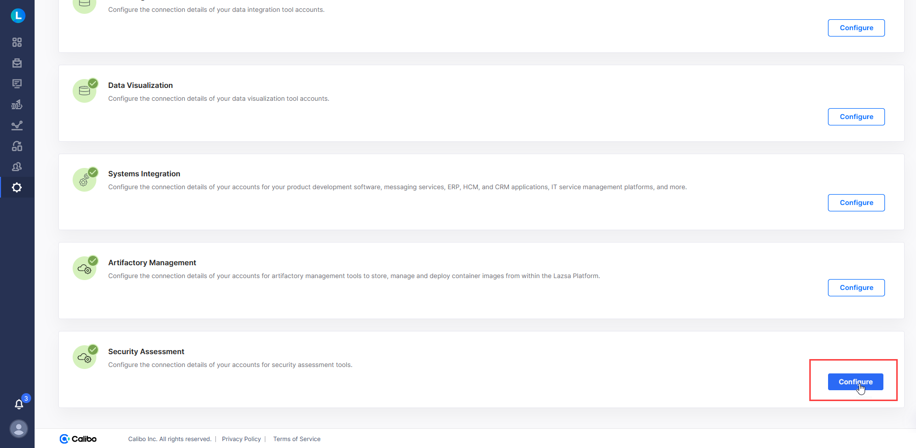 Configure connection details of Security Assessment Tools