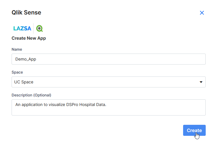 Create an app in Qlik Sense from Lazsa