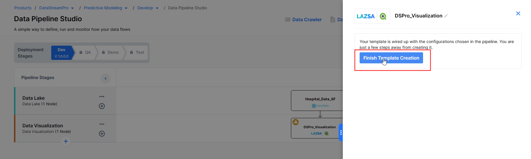 Choose Qlik Sense spaceto create data connection