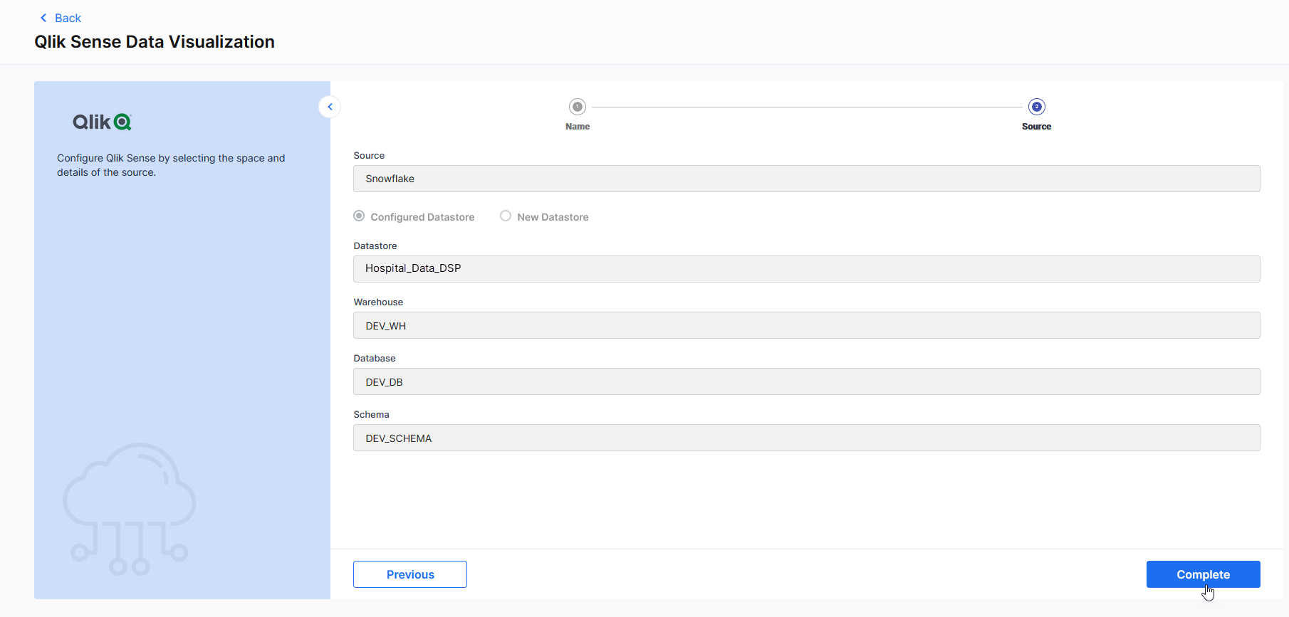 Review source details in Data Visualization stage