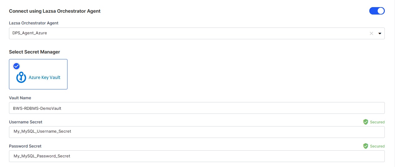 Configuring Orchestrator Agent secret details for MySQL