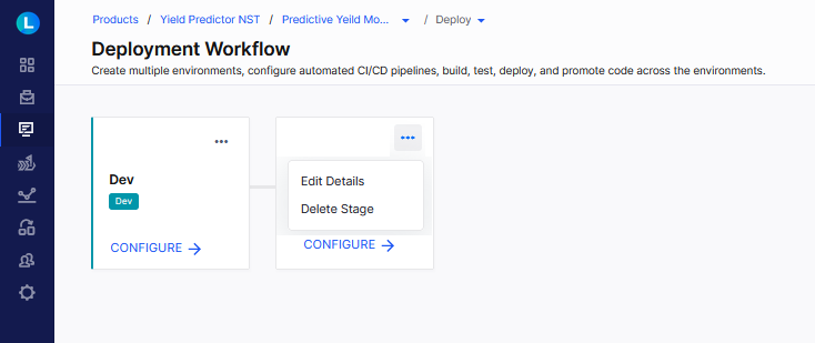 Editing a deployment workflow stage Editing a deployment workflow stage
