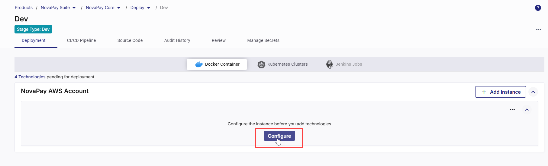 Configuring Docker instance account and network settings