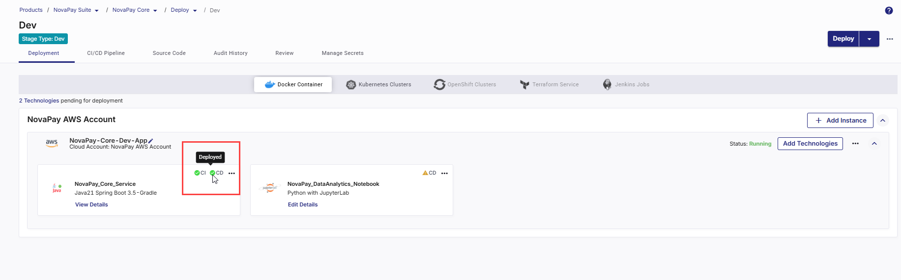 CD status changes to Deployed CD status changes to Deployed