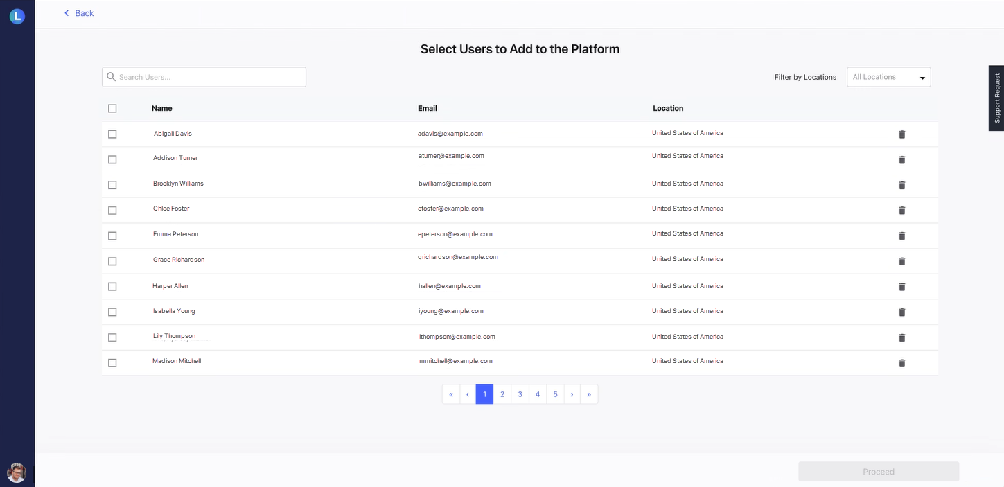 Select users to add to the Lazsa Platform