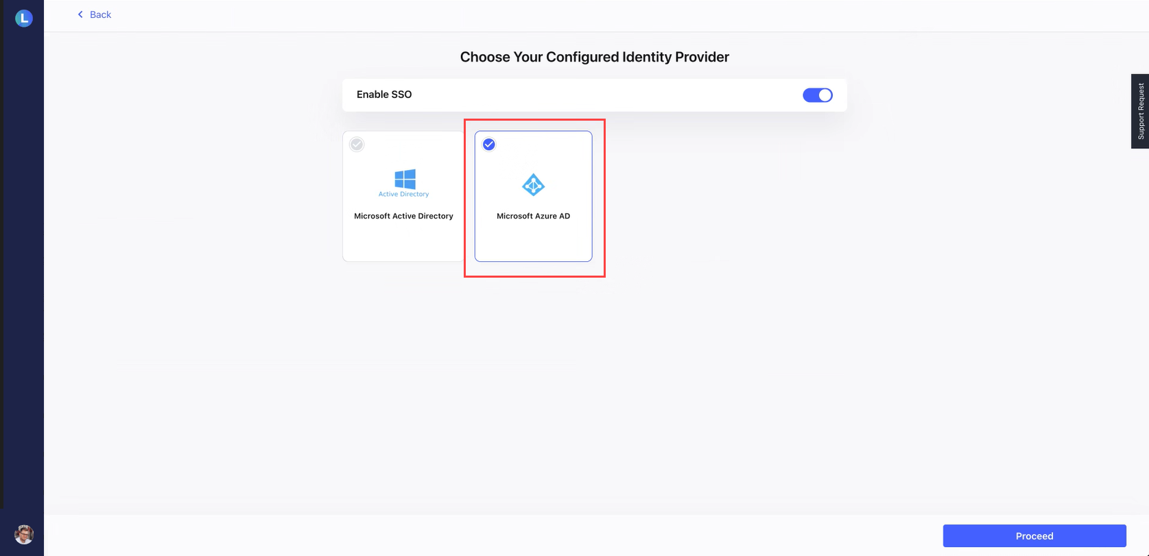 Choose Microsoft Azure AD for federated authentication