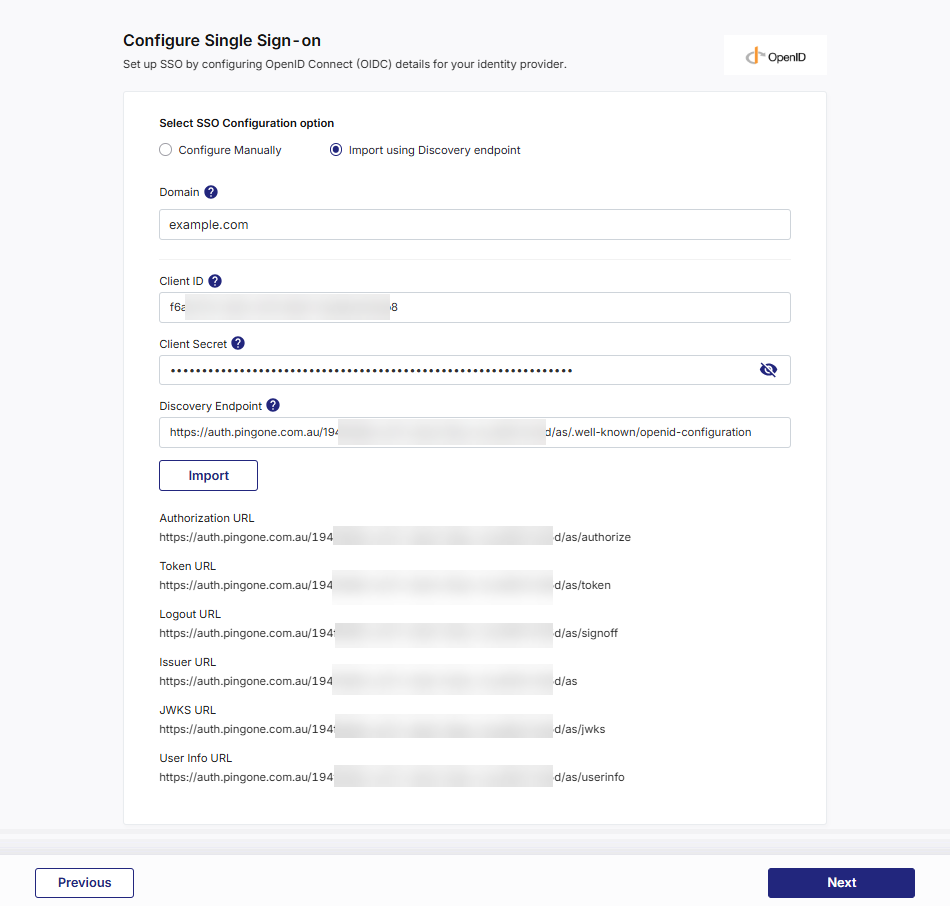 OIDC details imported to Calibo Accelerate