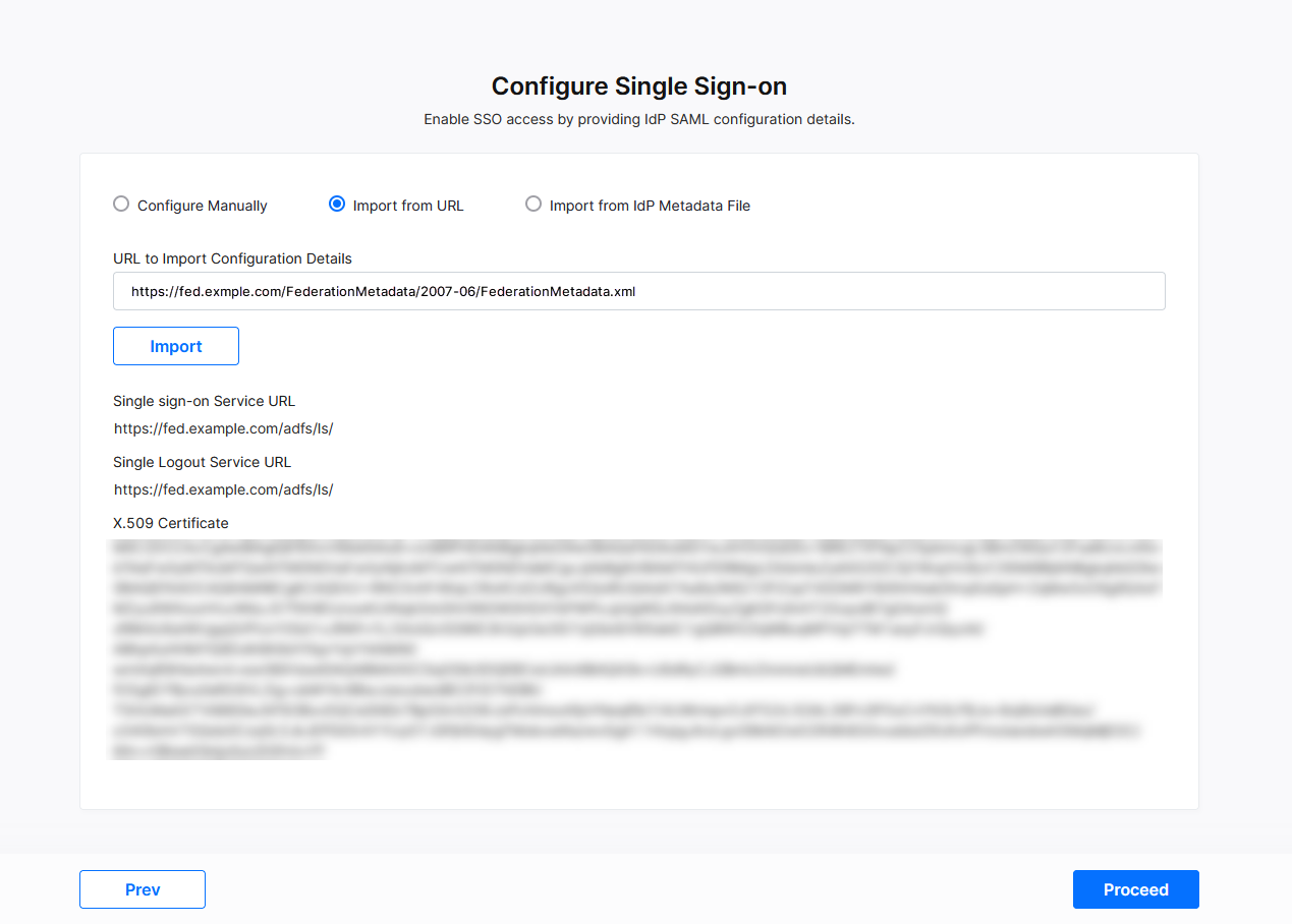 Import SAMLConfiguration Details from URL