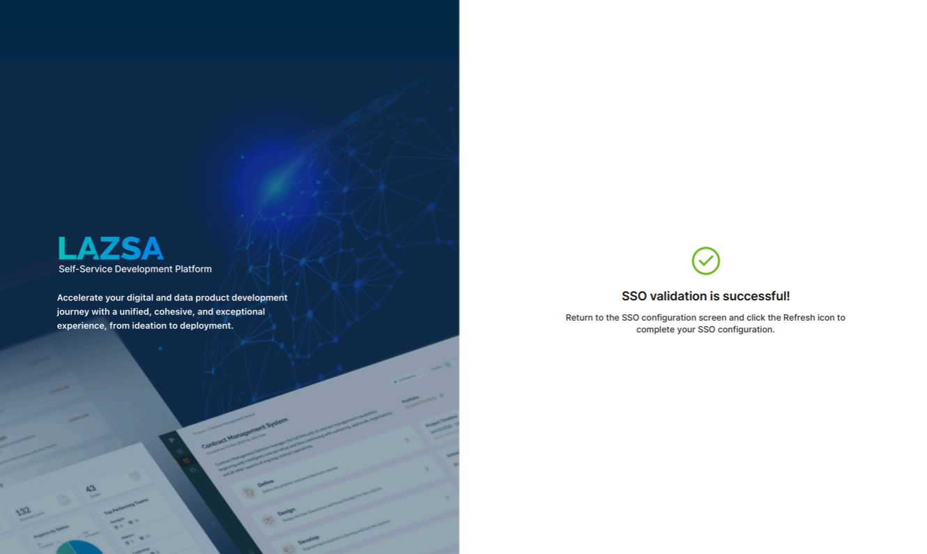 SSO validation successful for Lazsa Platform