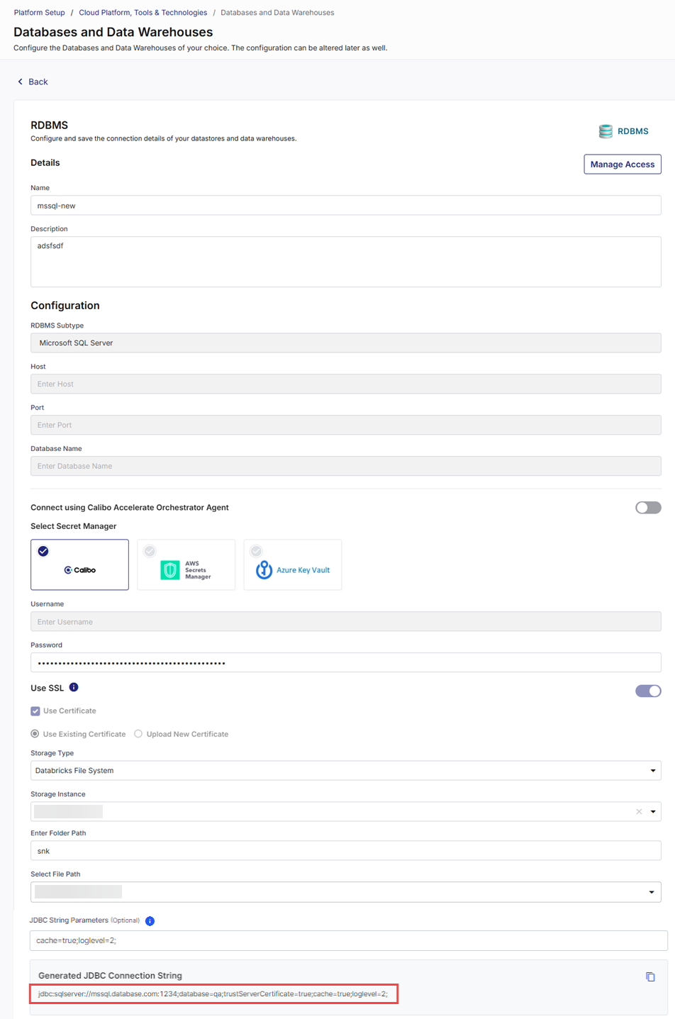 Configure Microsoft SQL Server Connection Details