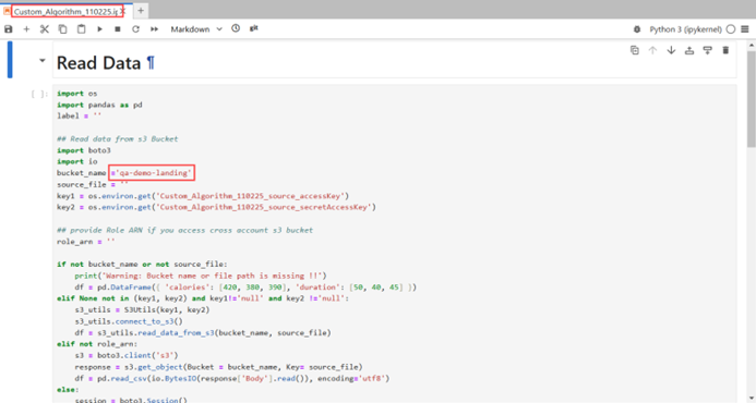 Create Custom Algorithm for a Data Analytics Job
