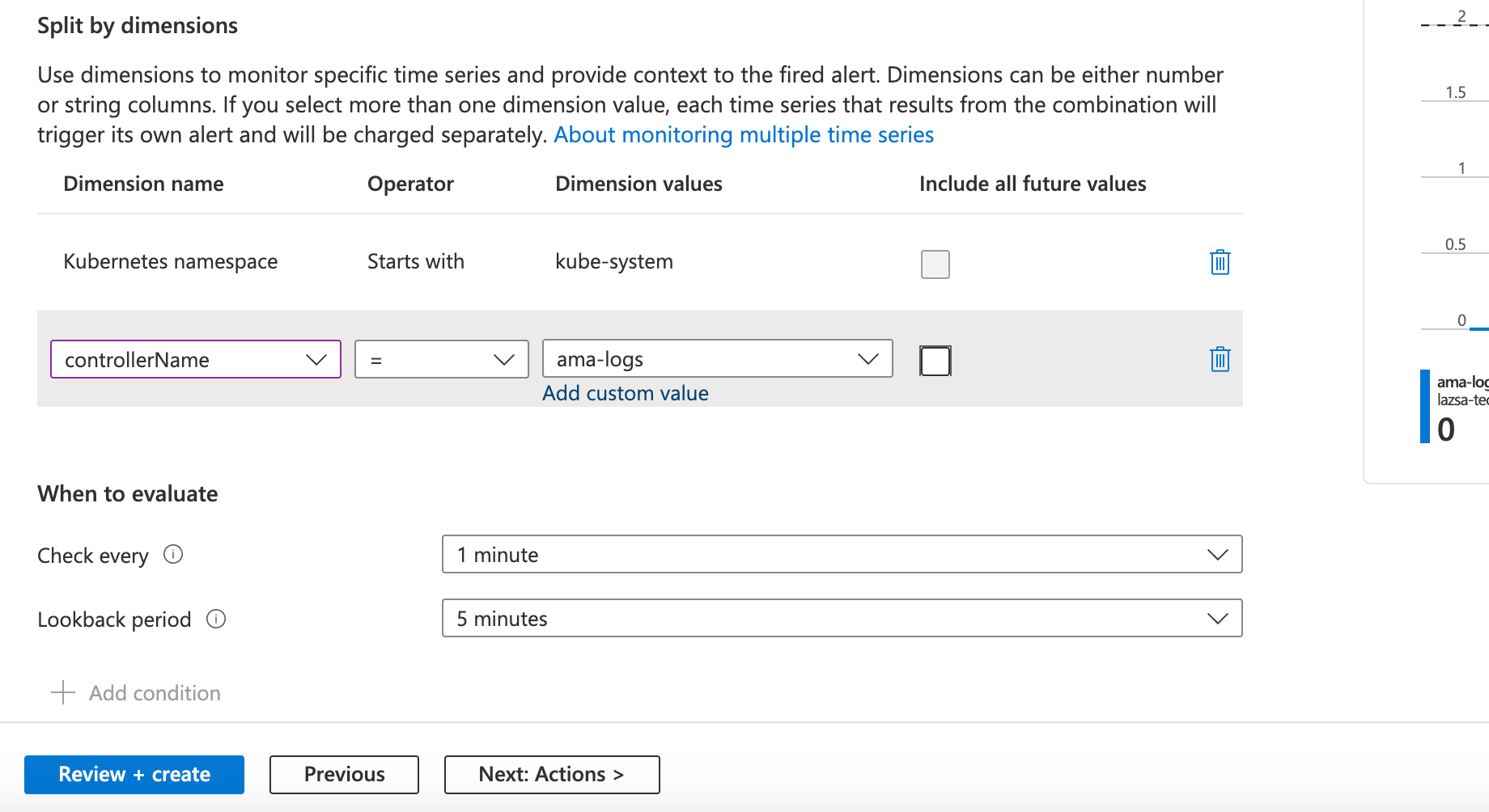 Specify when to evaluate alert condition