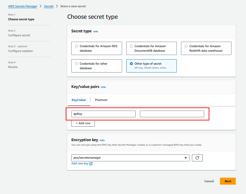 Creating a placeholder secret in AWS Secrets Manager