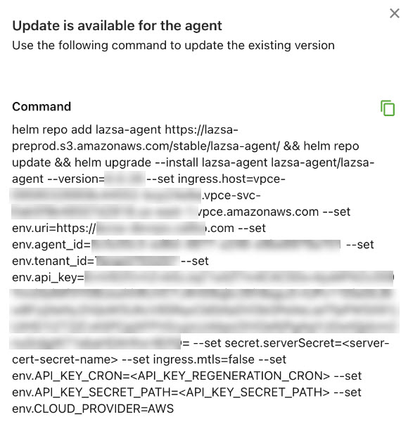 Helm command for agent upgrade