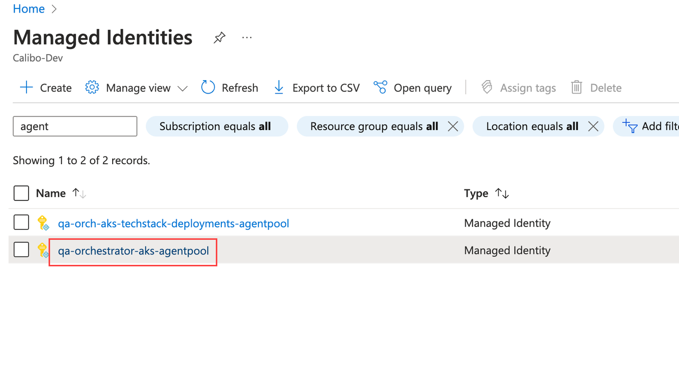 Locating AKS cluster managed identity
