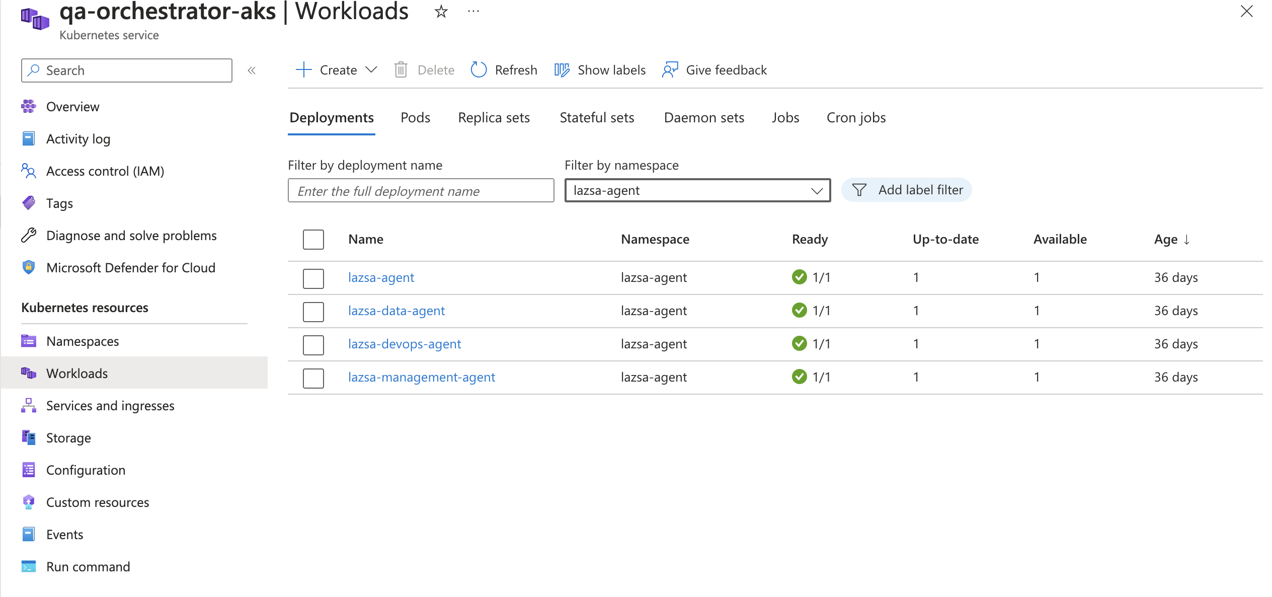Viewing Orchestrator Agent pod logs in Kubernetes Workloads in Azure Monitor