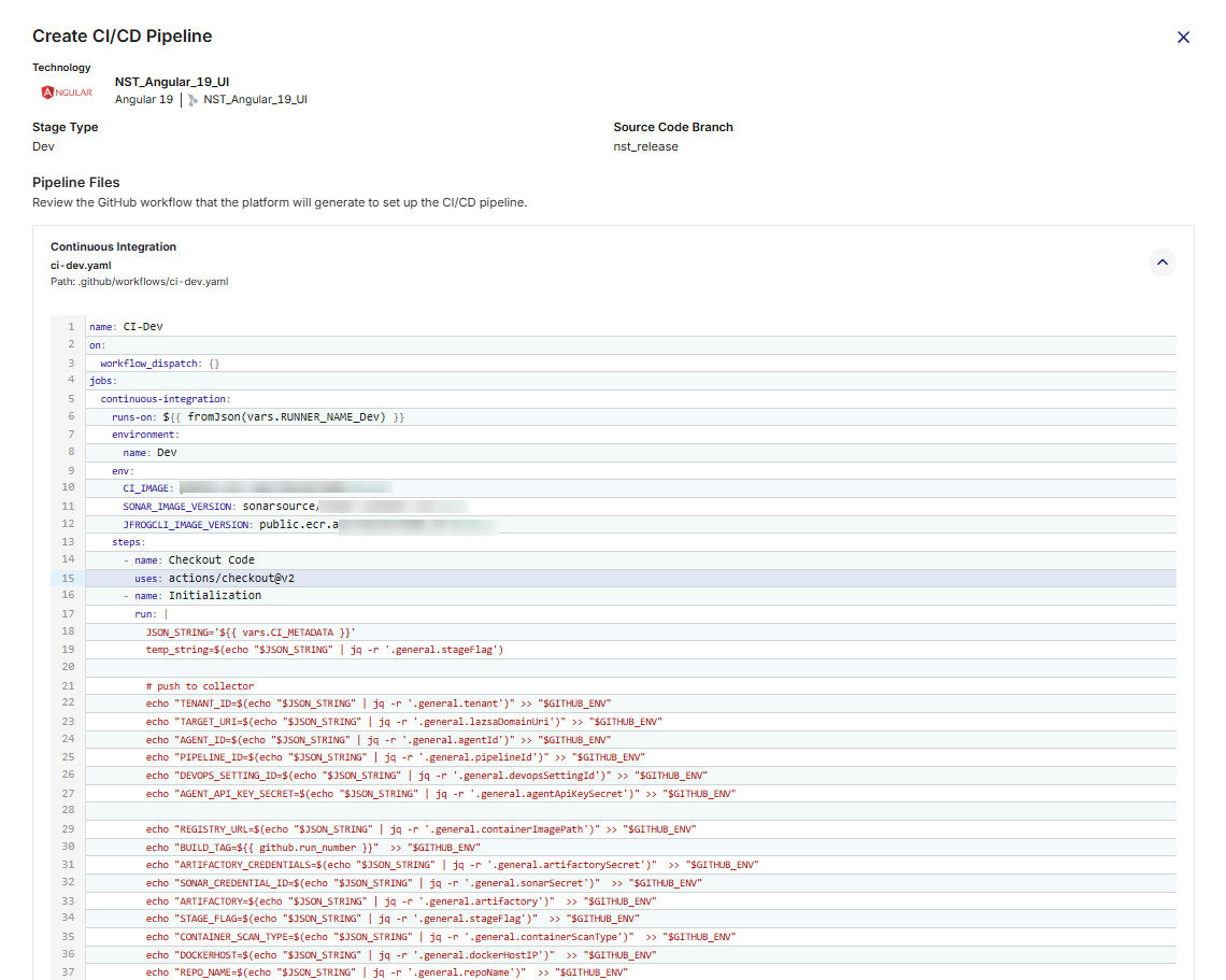 Environment-specific CI workflow file