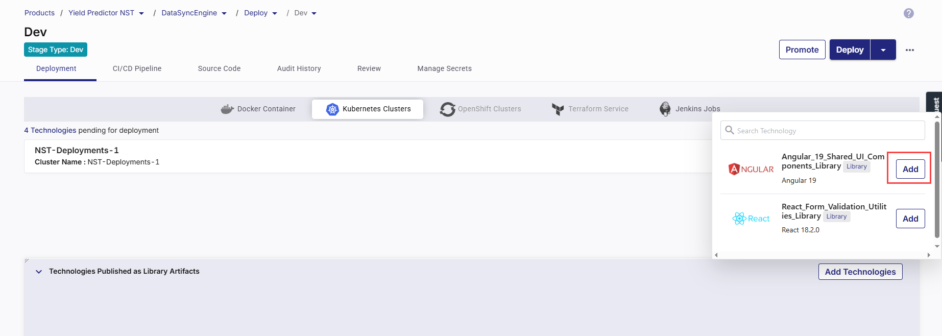 Adding Library technologies for CI configuration