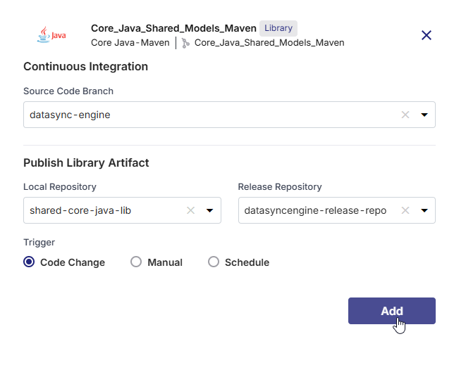 CI configuration for Maven-based library technology