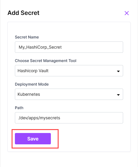 Configuring HashiCorp Vault secret details Configuring HashiCorp Vault secret details