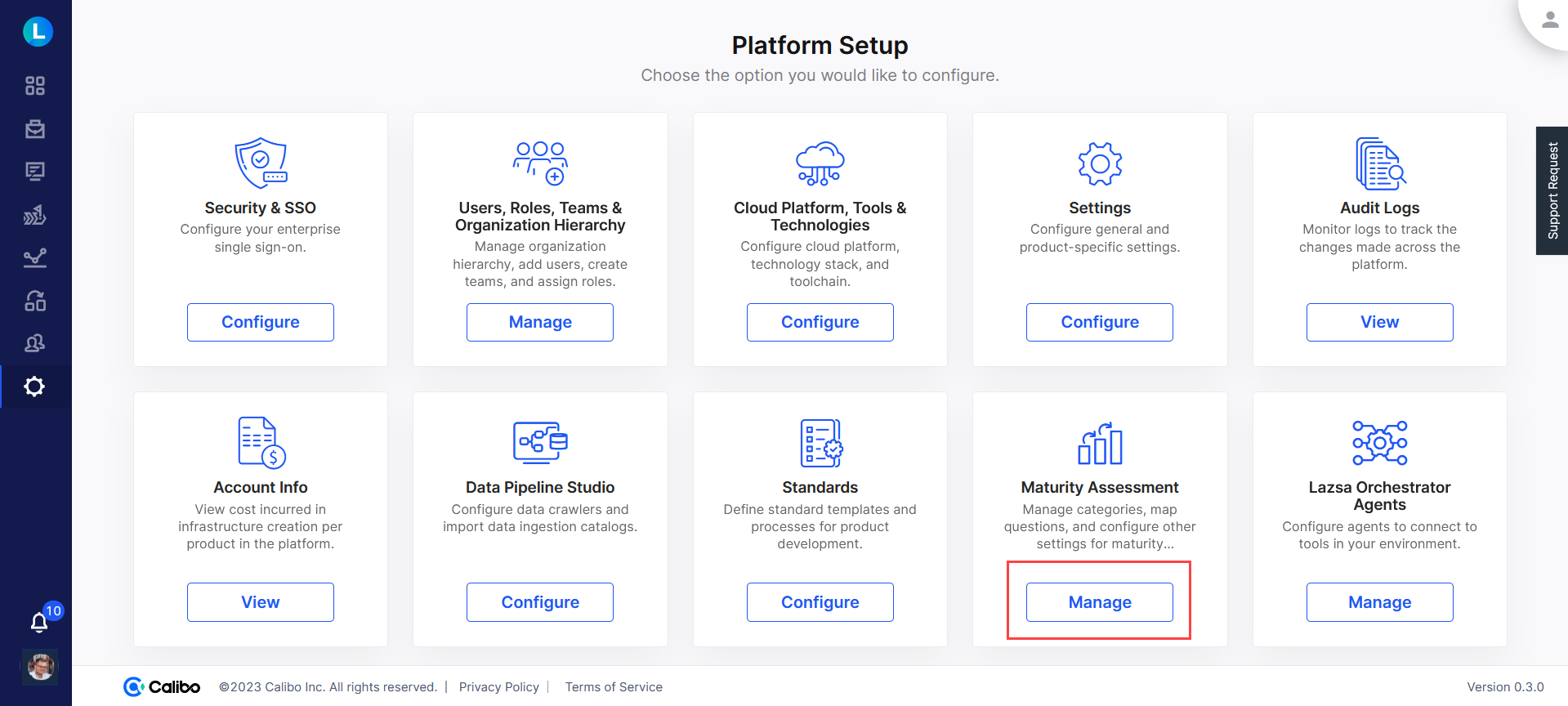 Lazsa Platform Setup screen