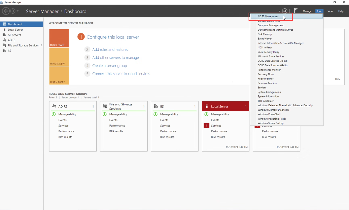 Open_ADFS_Management_Console