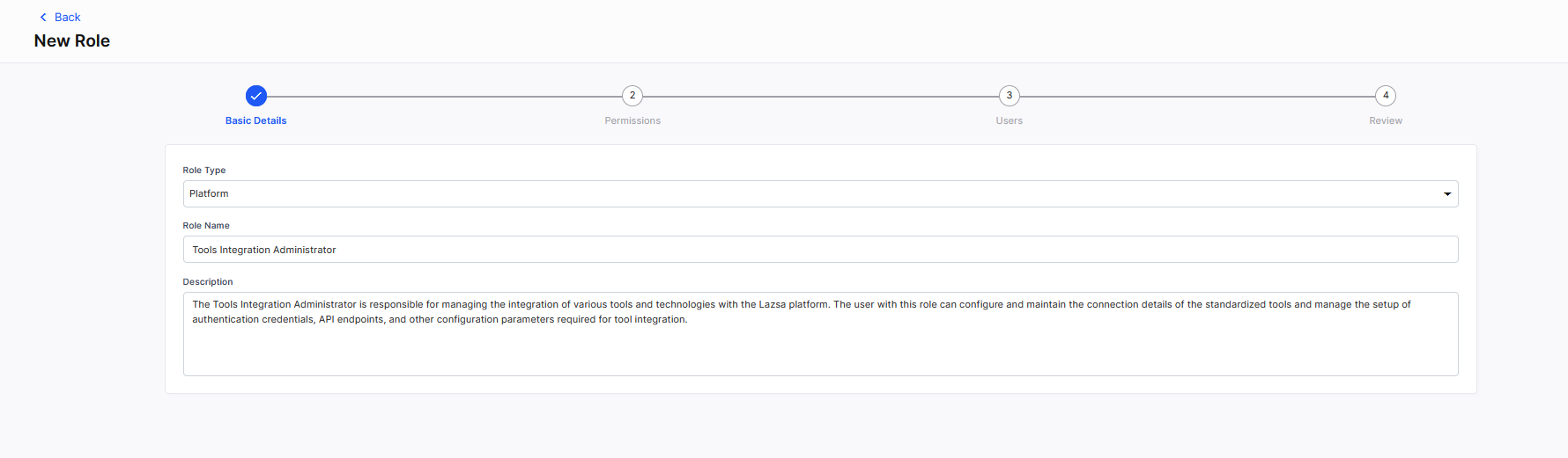 Adding basic details of a custom role