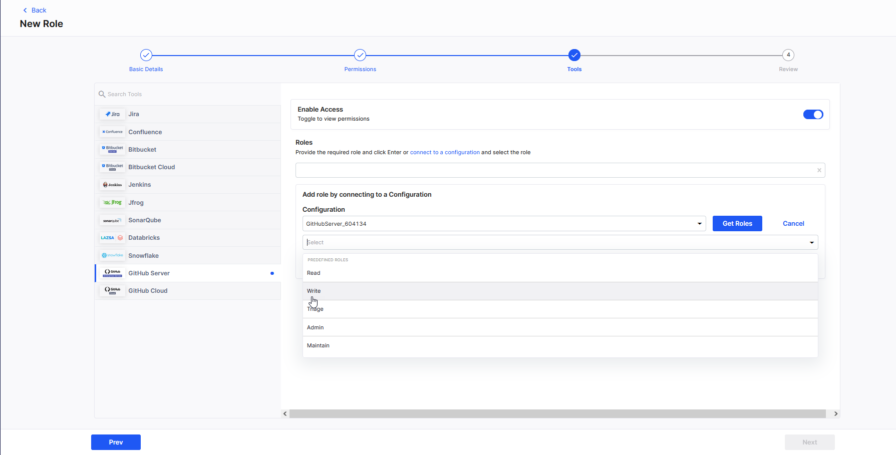 Selecting GitHub role for custom role in Lazsa