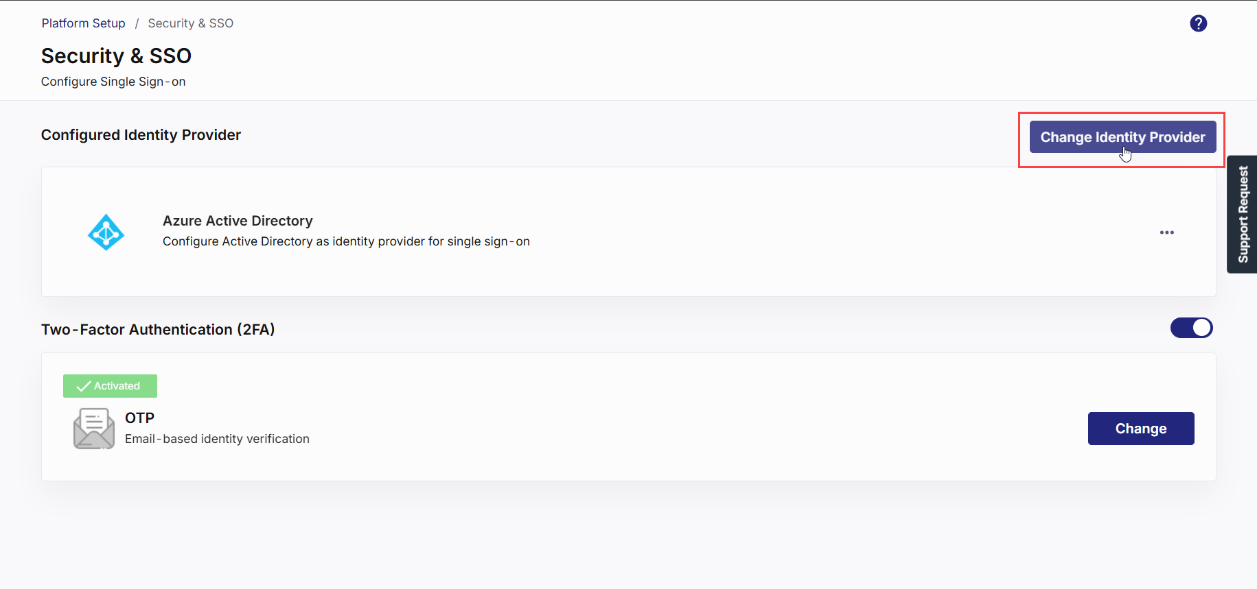 Click Change Identity Provider