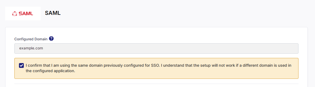 Auto-populated domain field and domain confirmation check box