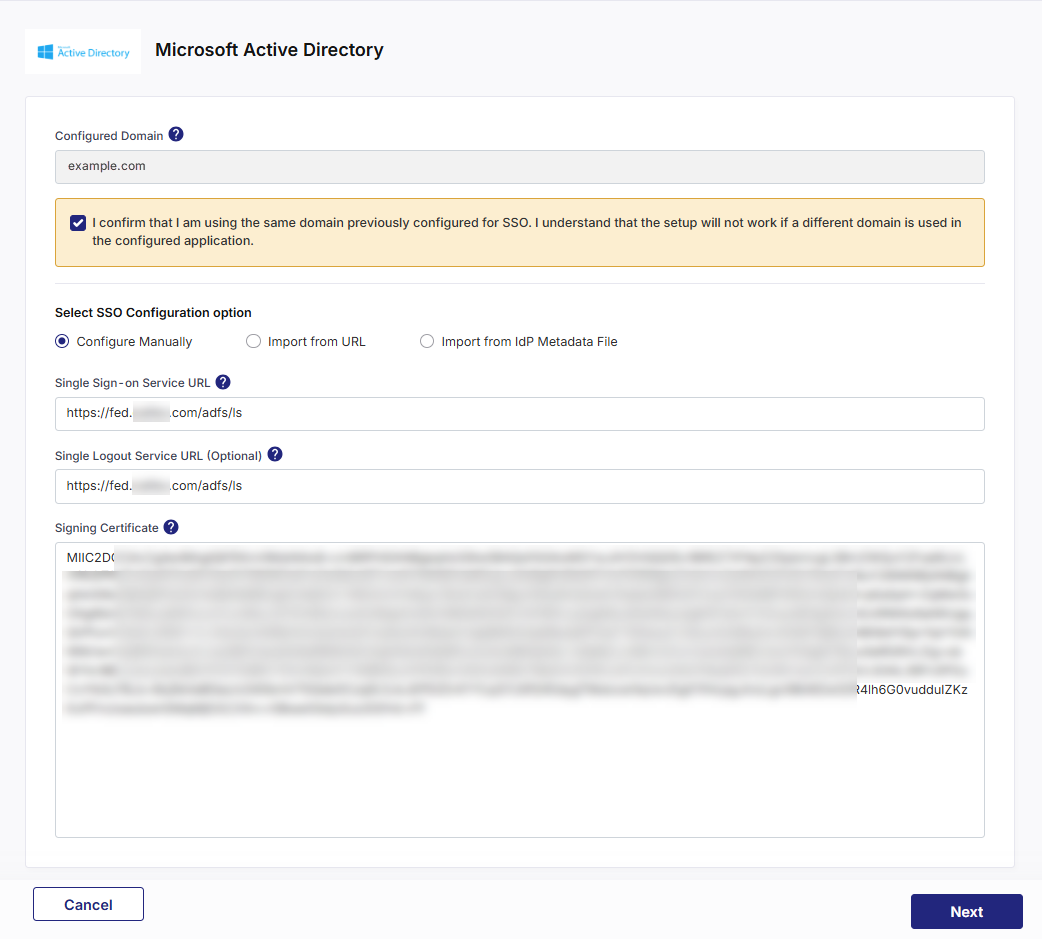 Editing ADFS SSO configuration manually Editing ADFS SSO configuration manually