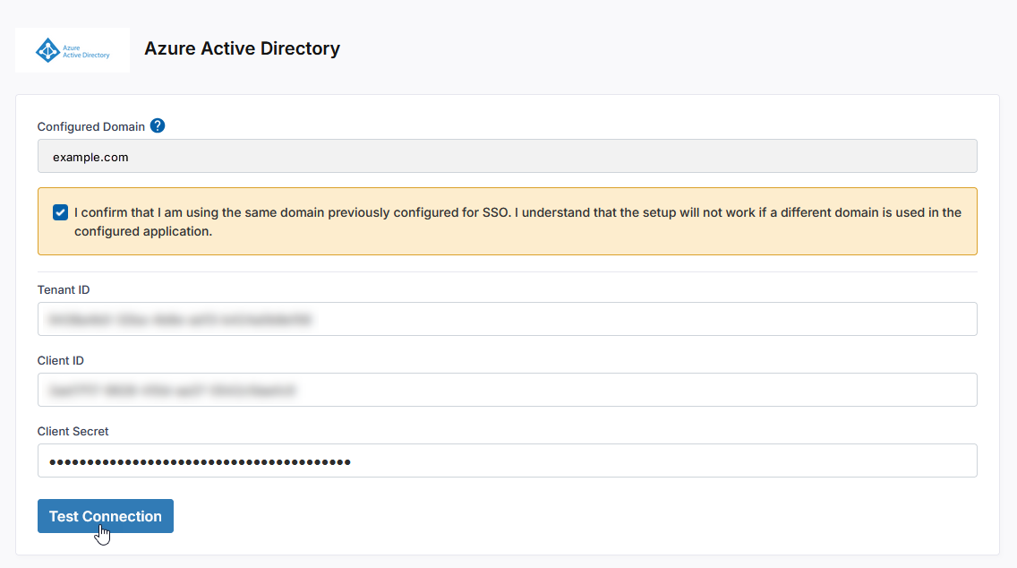 Editing Azure Active Directory SSO configuration