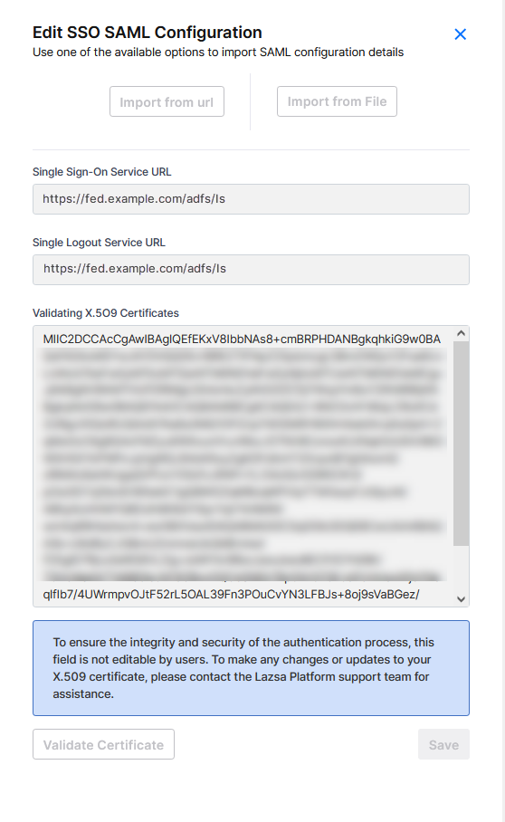 Edit SAML Configuration