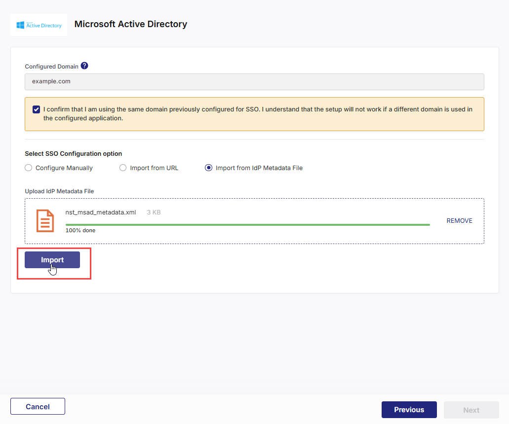 Importing ADFS details from IdP metadatafile Importing ADFS details from IdP metadatafile
