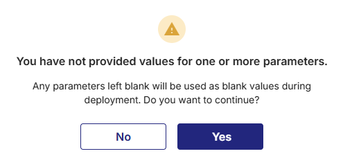 Confirmation message if one or more Lambda parameters are left blank
