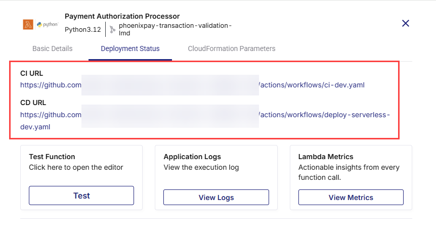 Review GitHub Actions CI and CD URLs for Lambda deployment