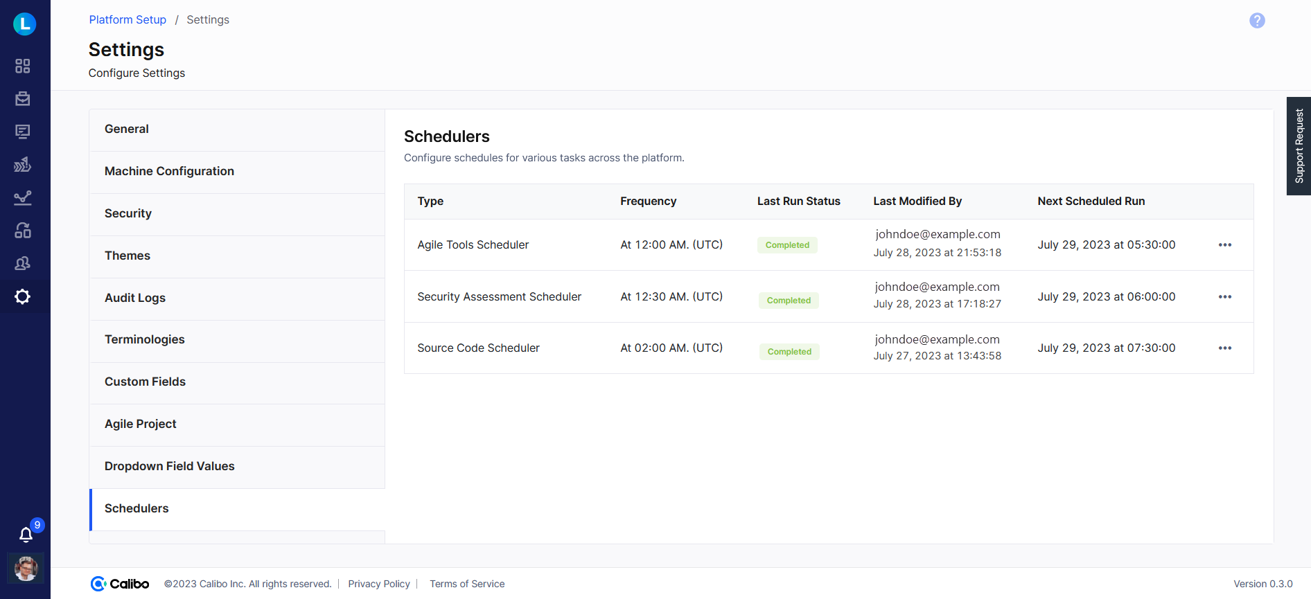 Configure Schedulers settings