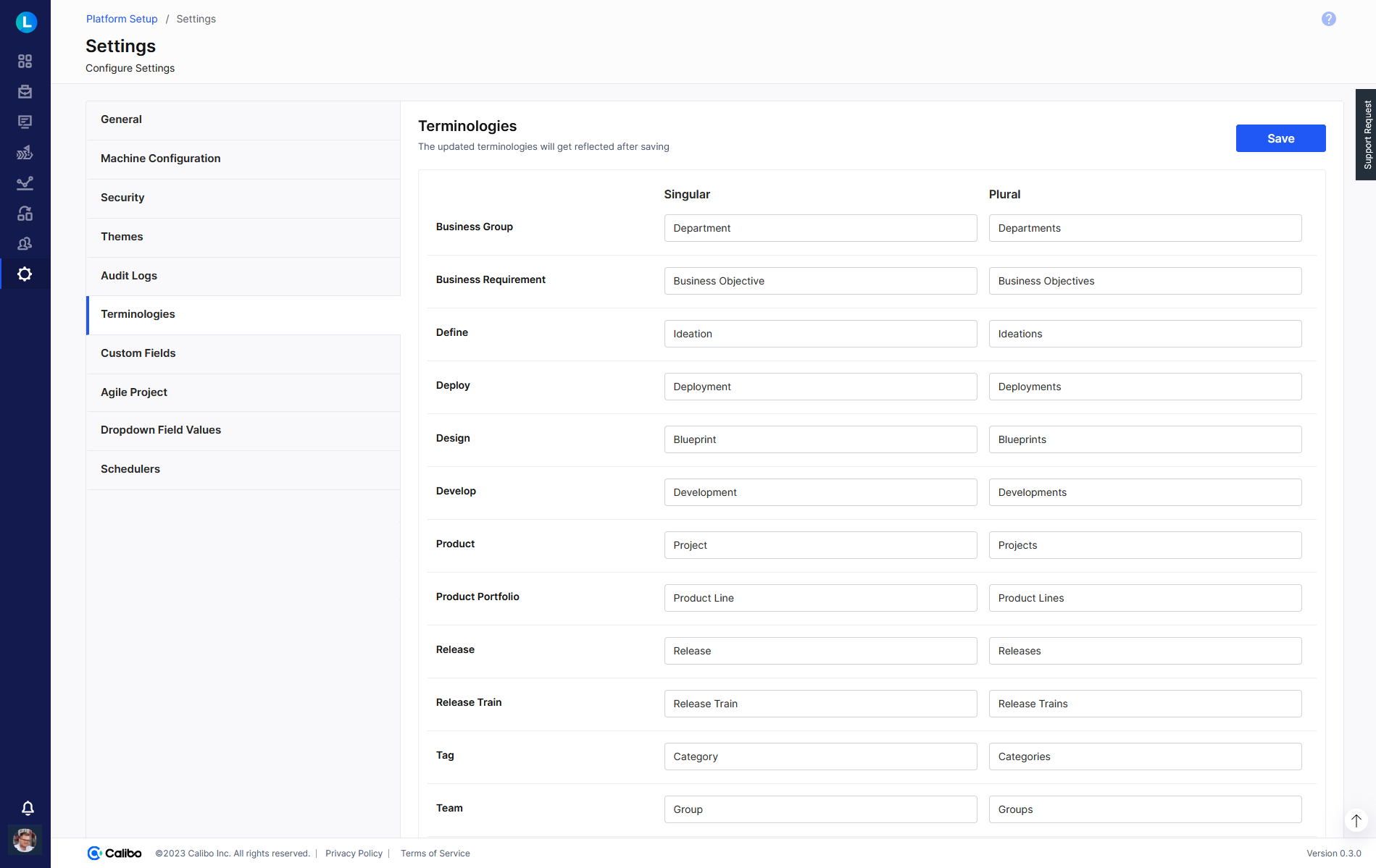 Configure Terminology Settings