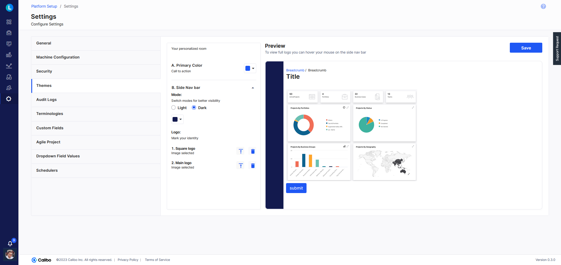 Configure Themes Settings