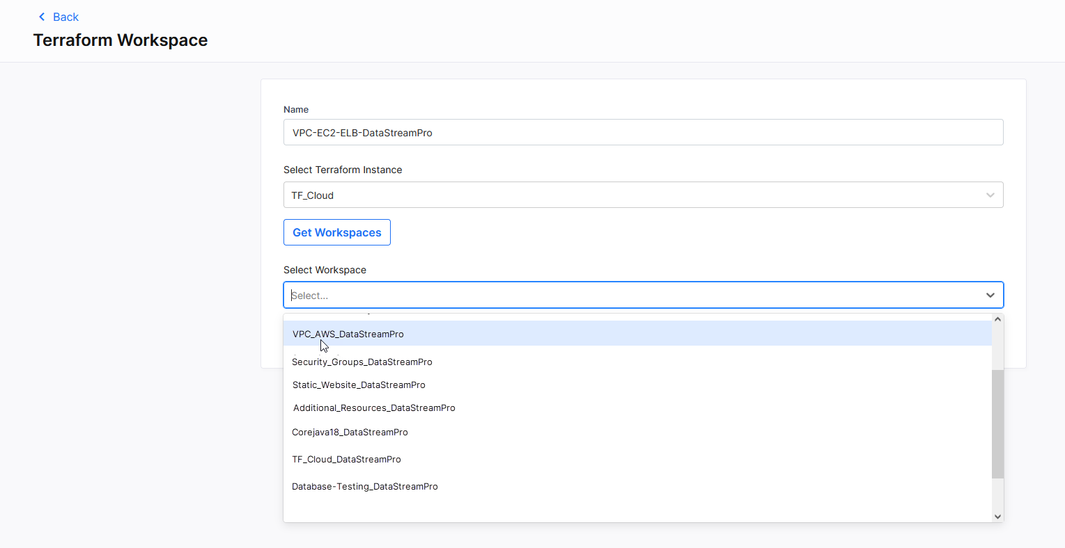 Creating Terraform workspace run