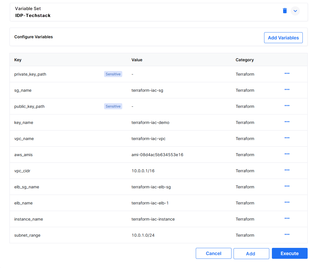 Configuring variables for Terraform run