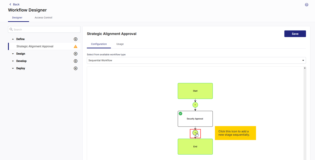 Adding a stage sequentially