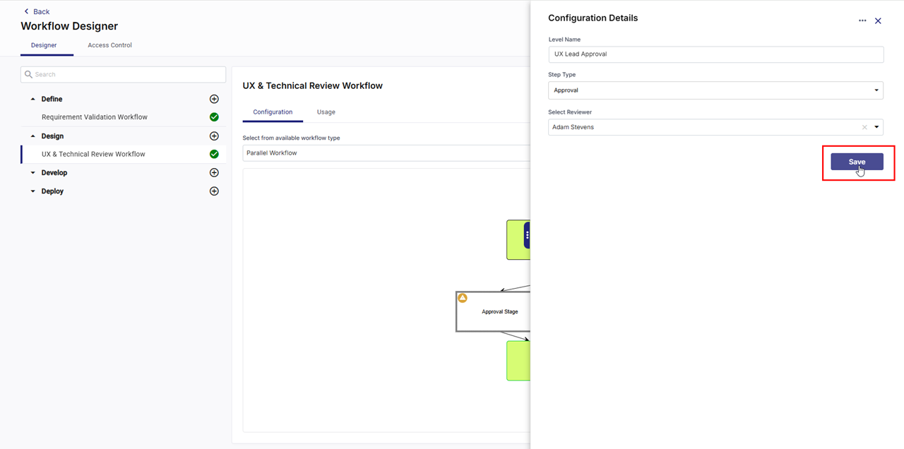 Parralel product-specific workflow: Step Type: Approval