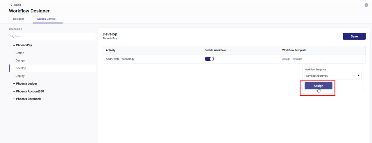Assigning approval workflow template to Add/Delete Technology event