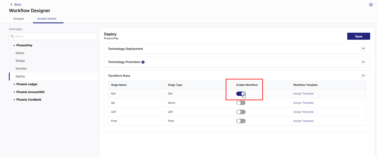 Enabling workflow to validate Terraform runs in a deployment stage