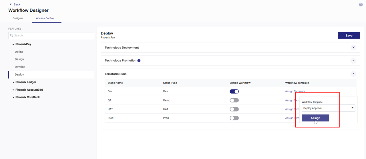 Assigning approval workflow template for Terraform runs in a stage