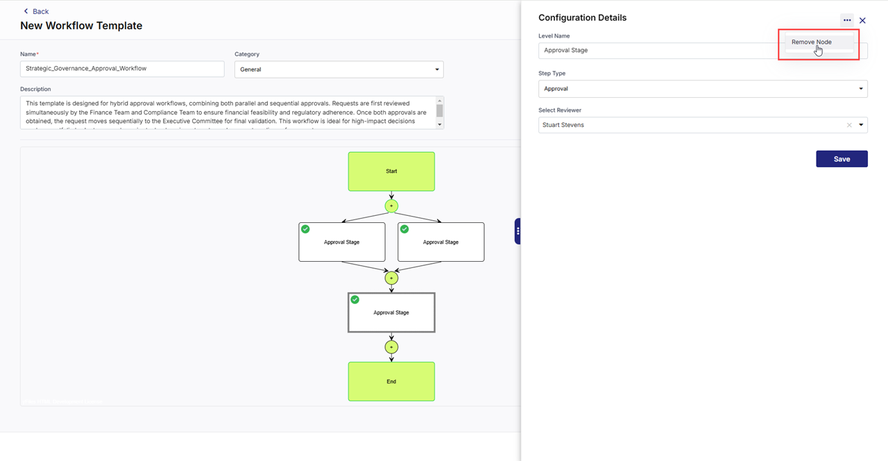 Removing unwanted stage from workflow template